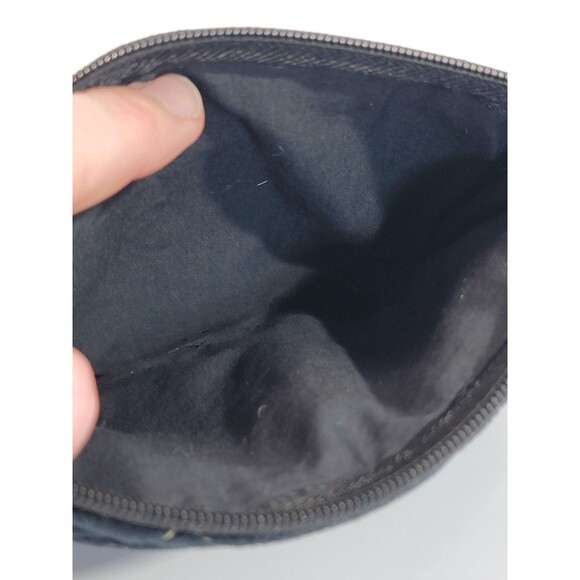 Macchia di Ruggine Black‎ & Orange Velvet Quilted Zip Pouch Bag Purse Clutch EUC - Picture 7 of 9